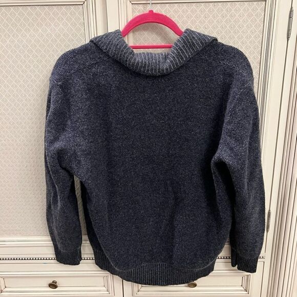 Salvatore Ferragamo blue gray wool cashmere half zip sweater - Picture 2 of 5